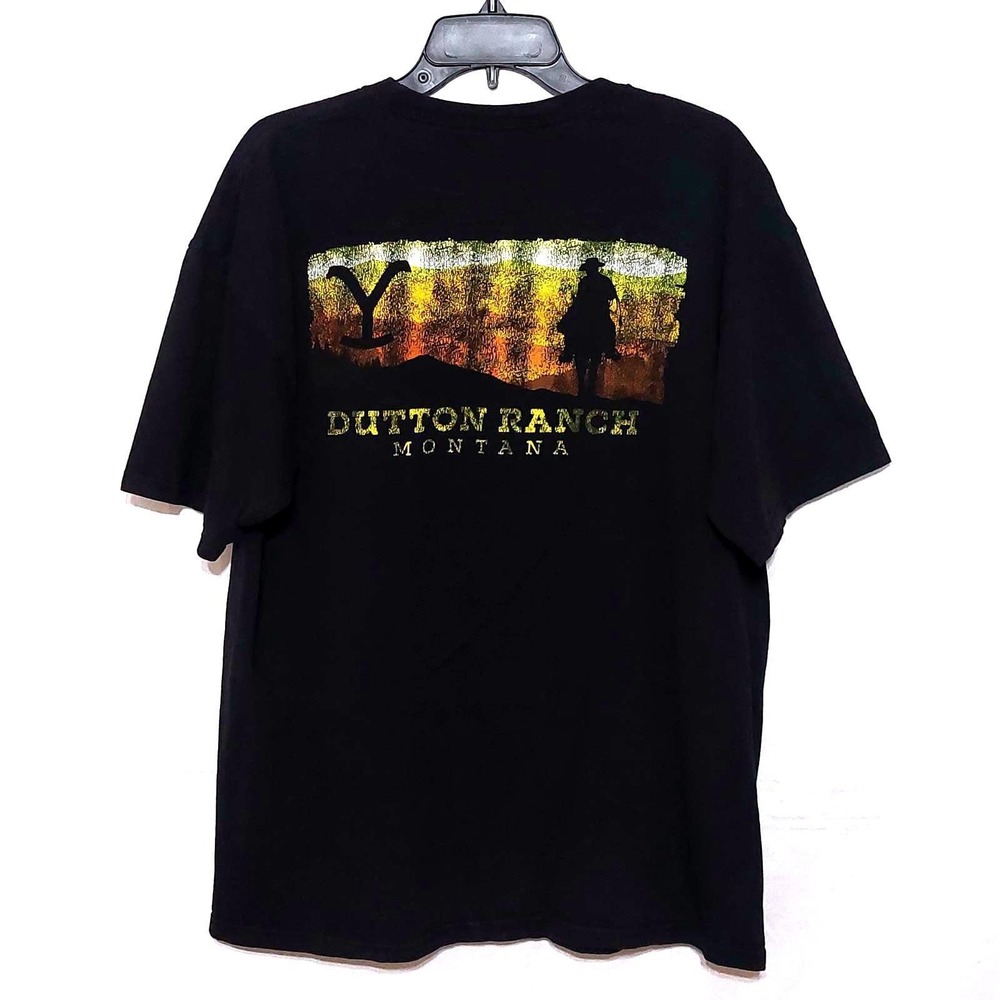 Yellowstone Dutton Ranch Montana Black‎ Graphic T-Shirt Mens XL